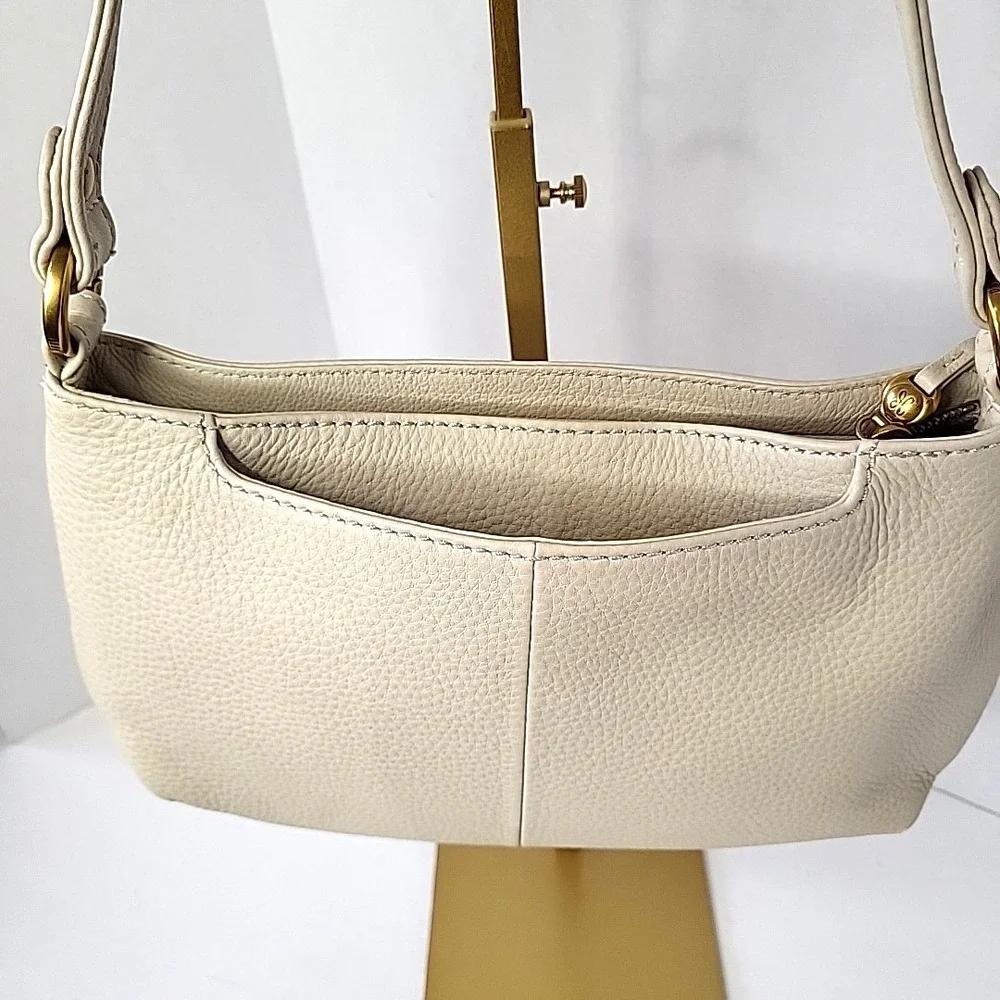 Retired HOBO Pier Ivory Leather Shoulder Bag Paisley Embroidered Boho Authentic
